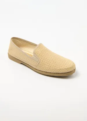 Elasticated perforated canvas loafers