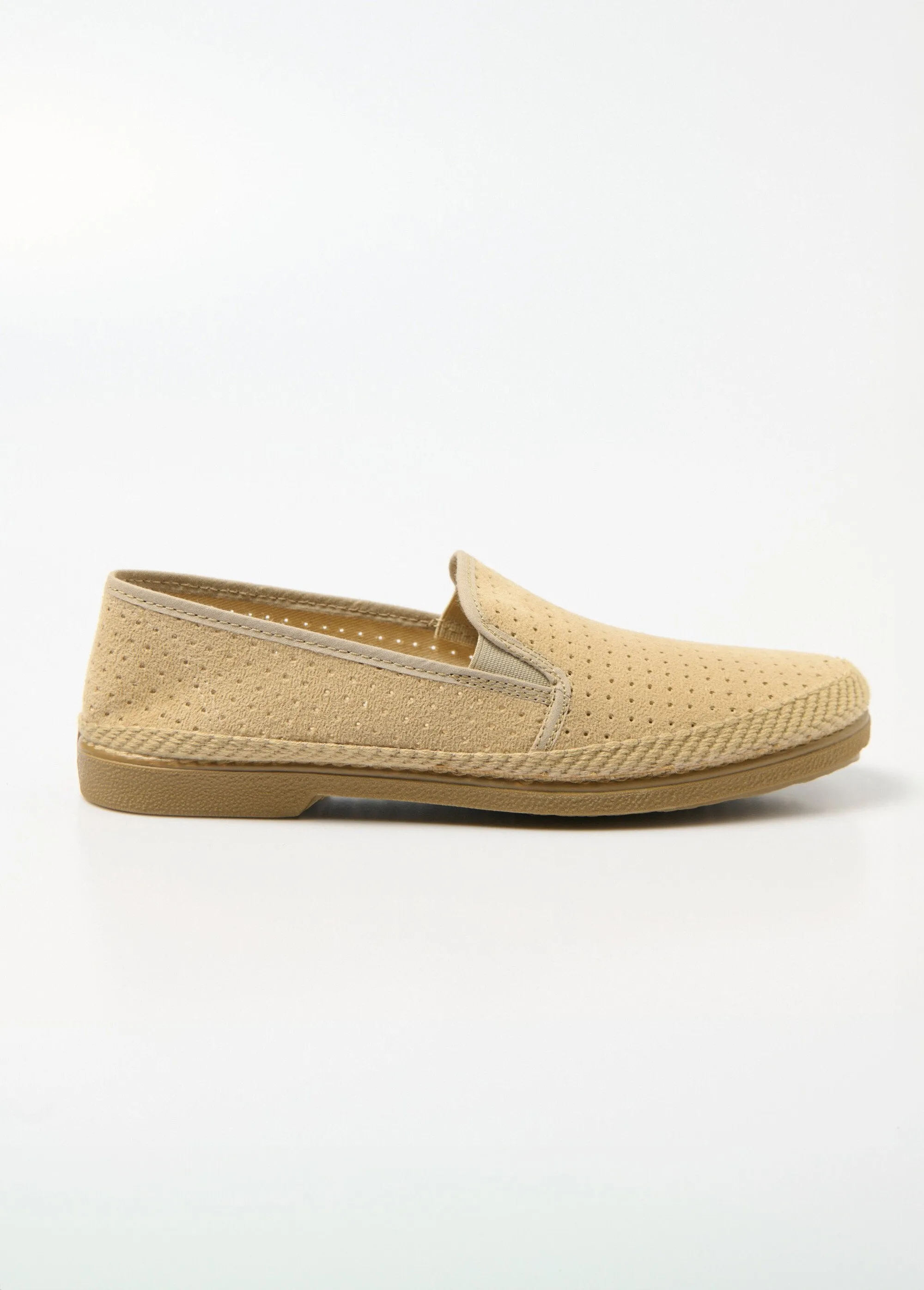 Elasticated perforated canvas loafers