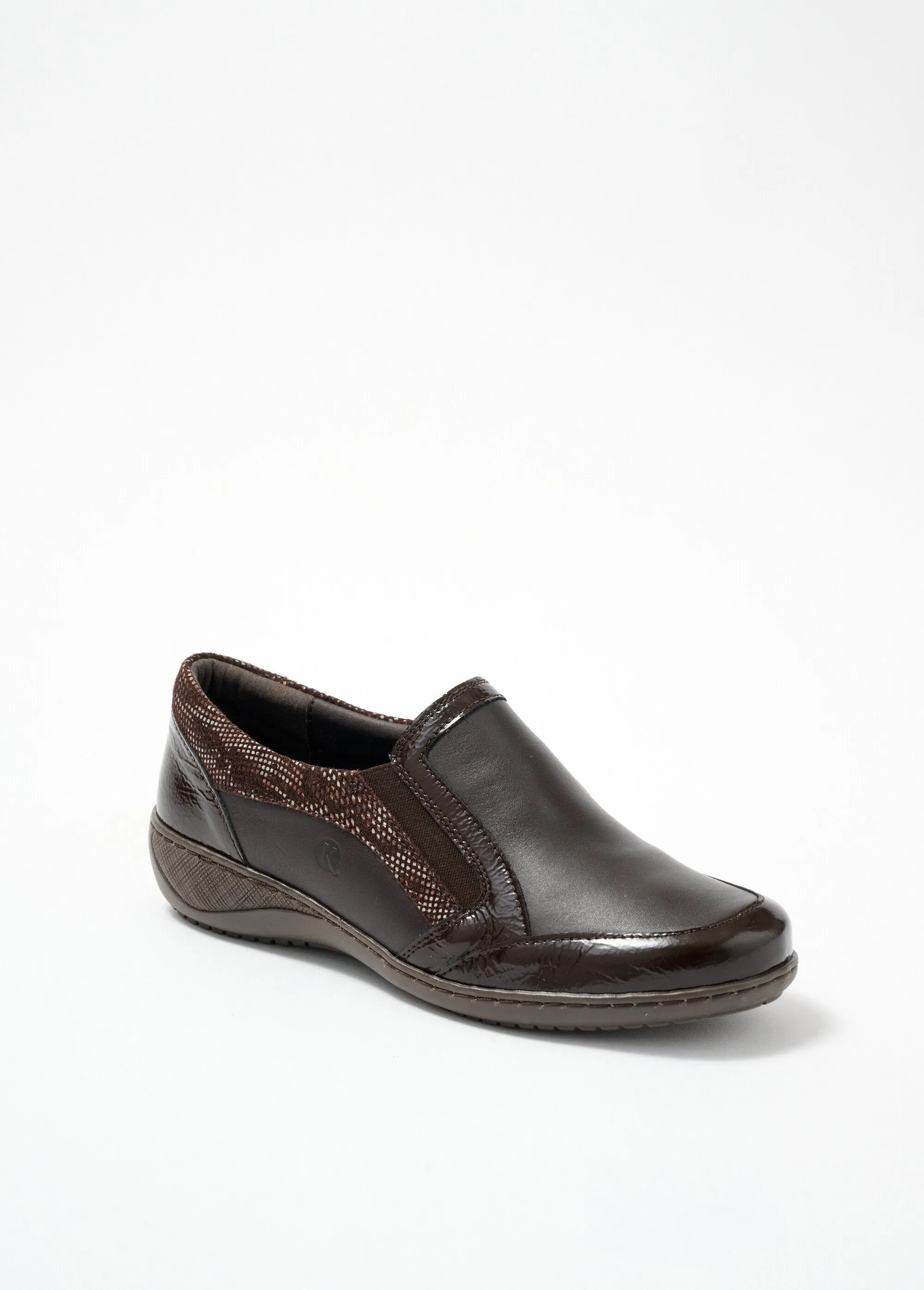 Elasticated wedge loafers large width leather