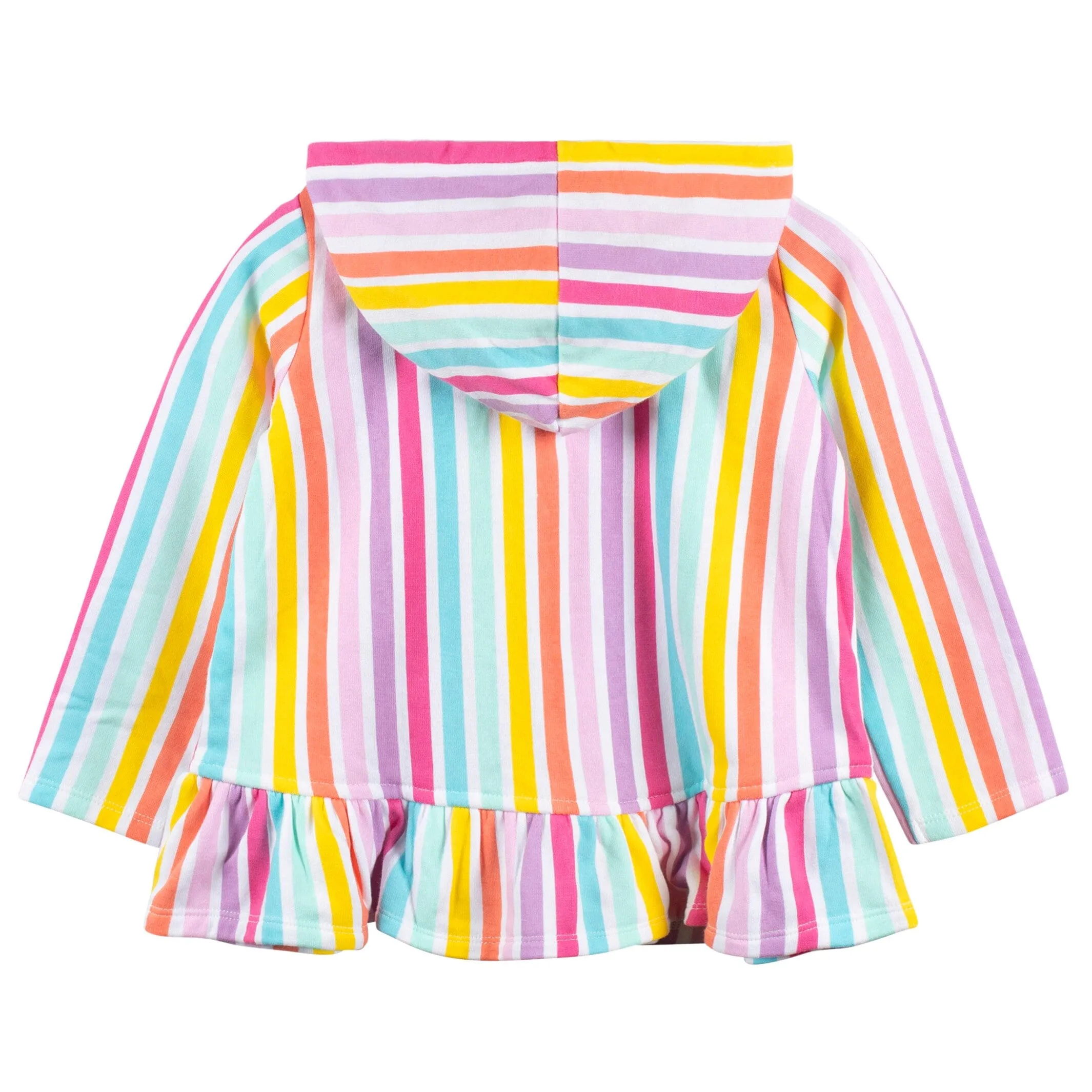 Embroidered Baby & Toddler Girls Rainbow Hooded Zip Front Terry Swim Coverup