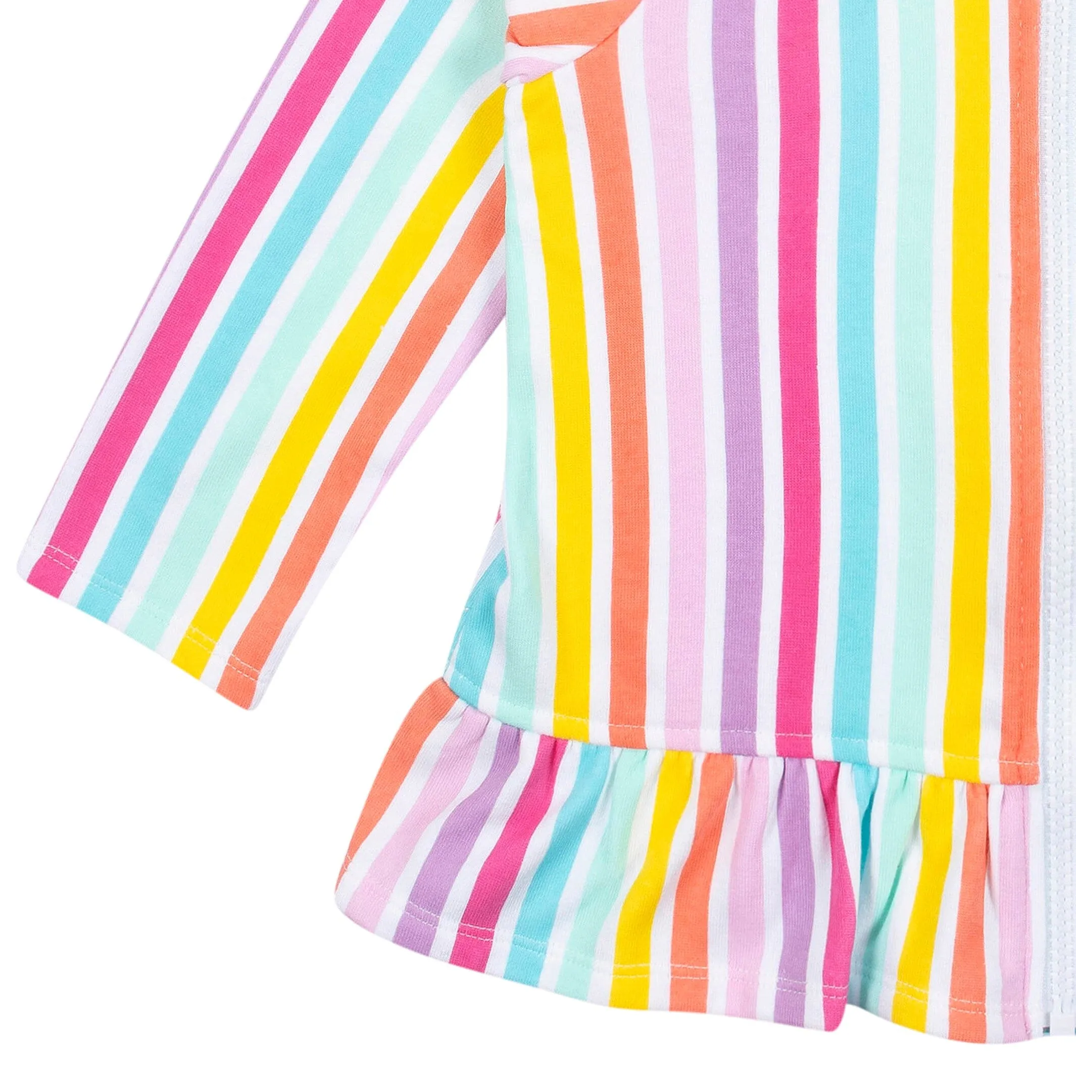 Embroidered Baby & Toddler Girls Rainbow Hooded Zip Front Terry Swim Coverup
