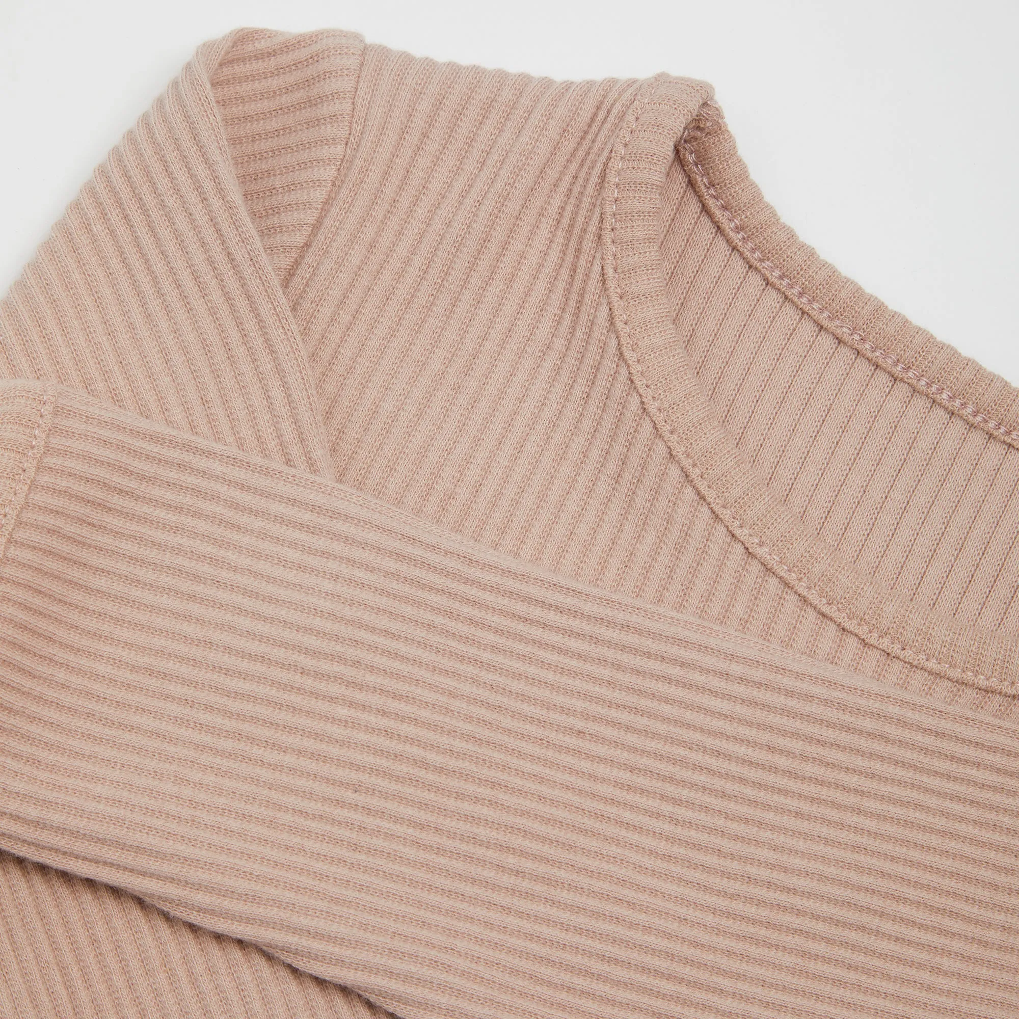 Embroidered Ribbed Mocha Lounge Set