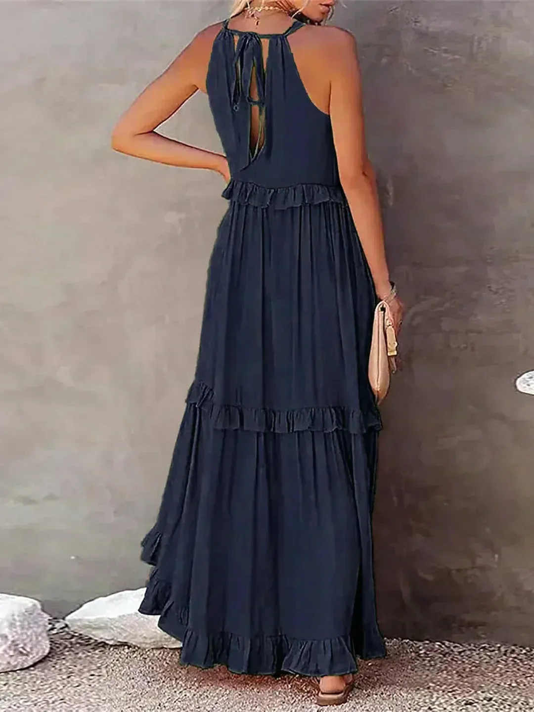 Emilia - Halter Ruffle Maxi Dress
