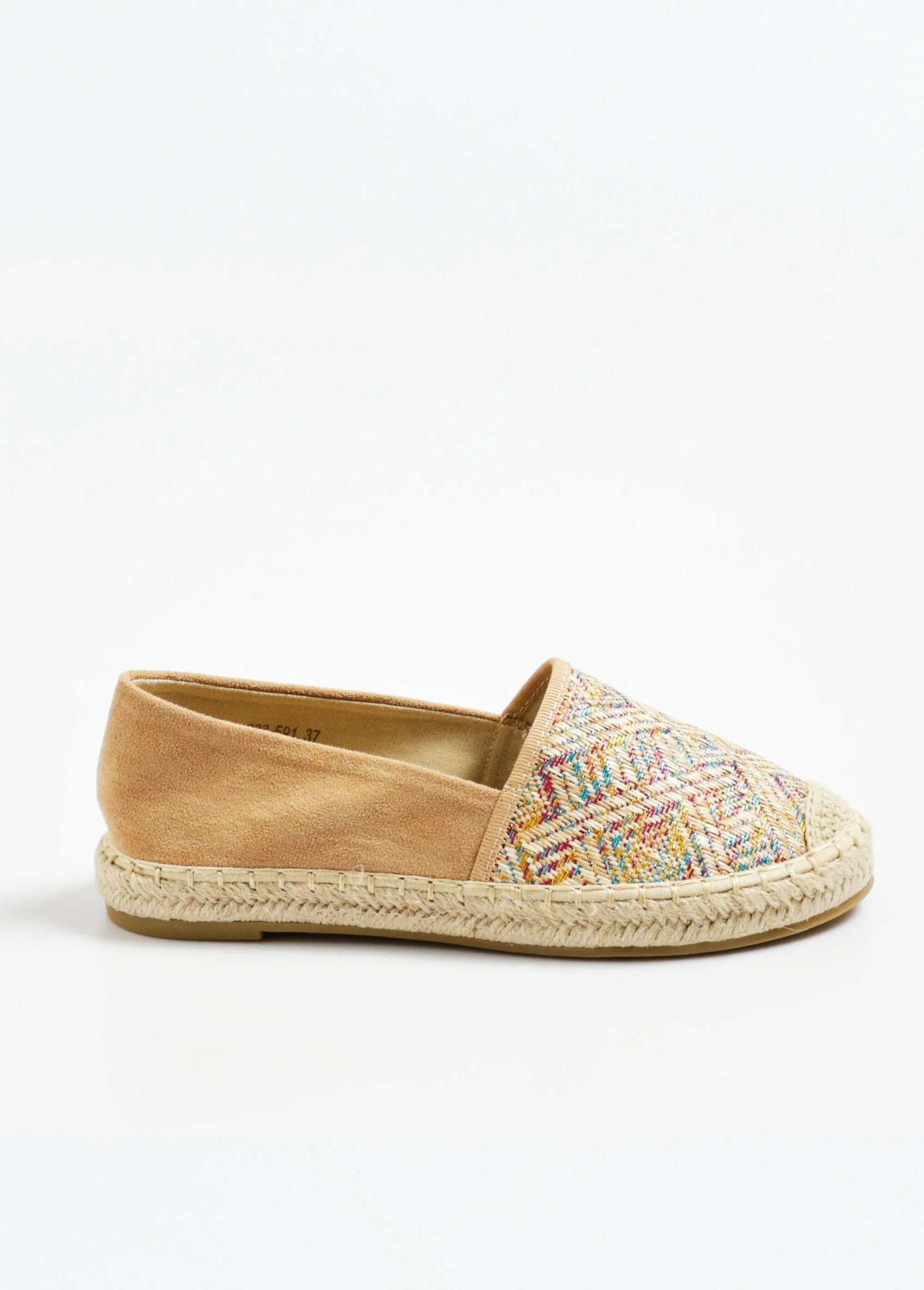Ethnic style espadrilles with suede look