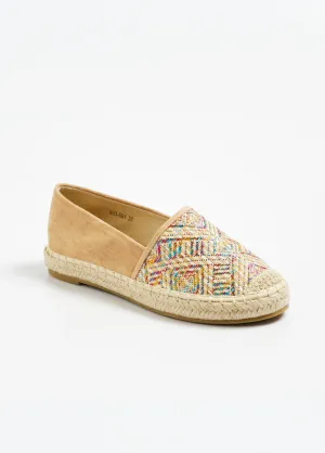 Ethnic style espadrilles with suede look