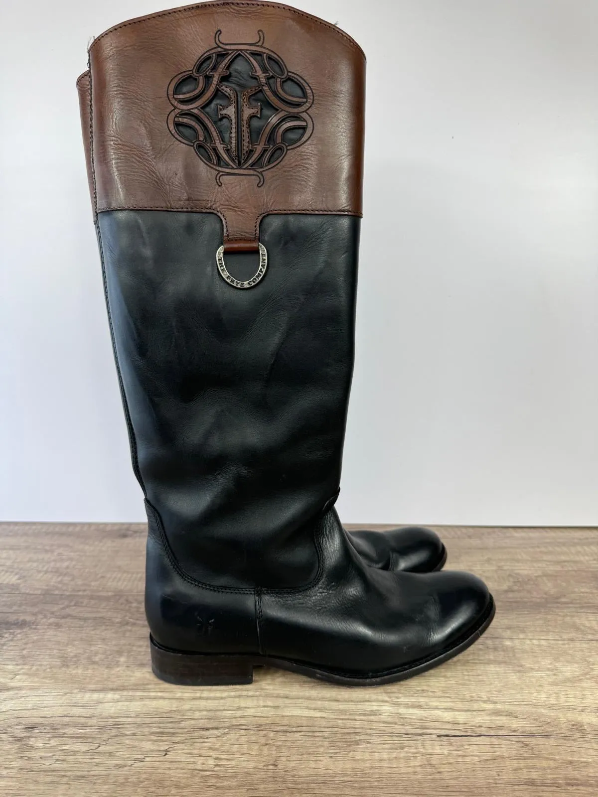 FRYE TALL MELISSA MONOGRAM RIDING BOOTS