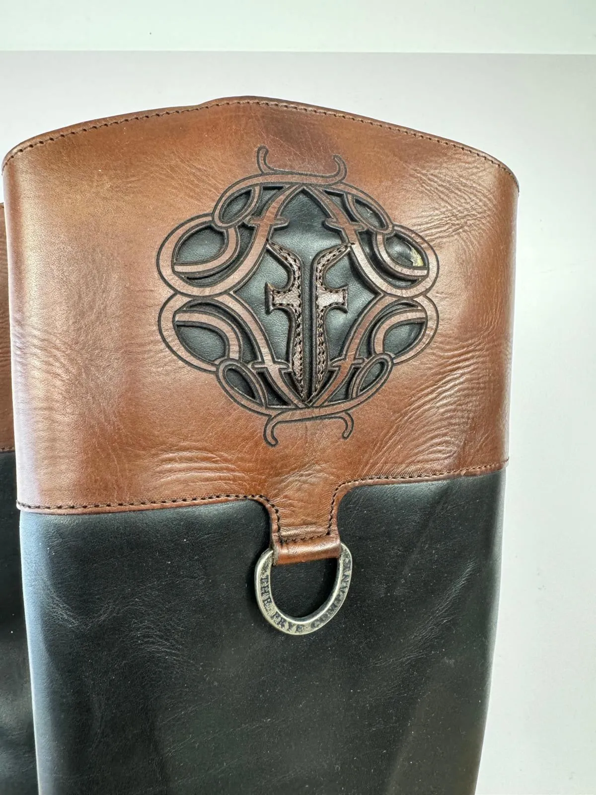 FRYE TALL MELISSA MONOGRAM RIDING BOOTS