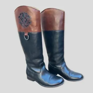 FRYE TALL MELISSA MONOGRAM RIDING BOOTS