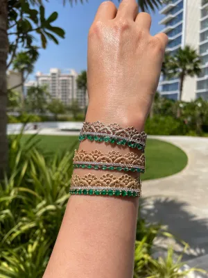 Gold Lace Woven emerald and diamond