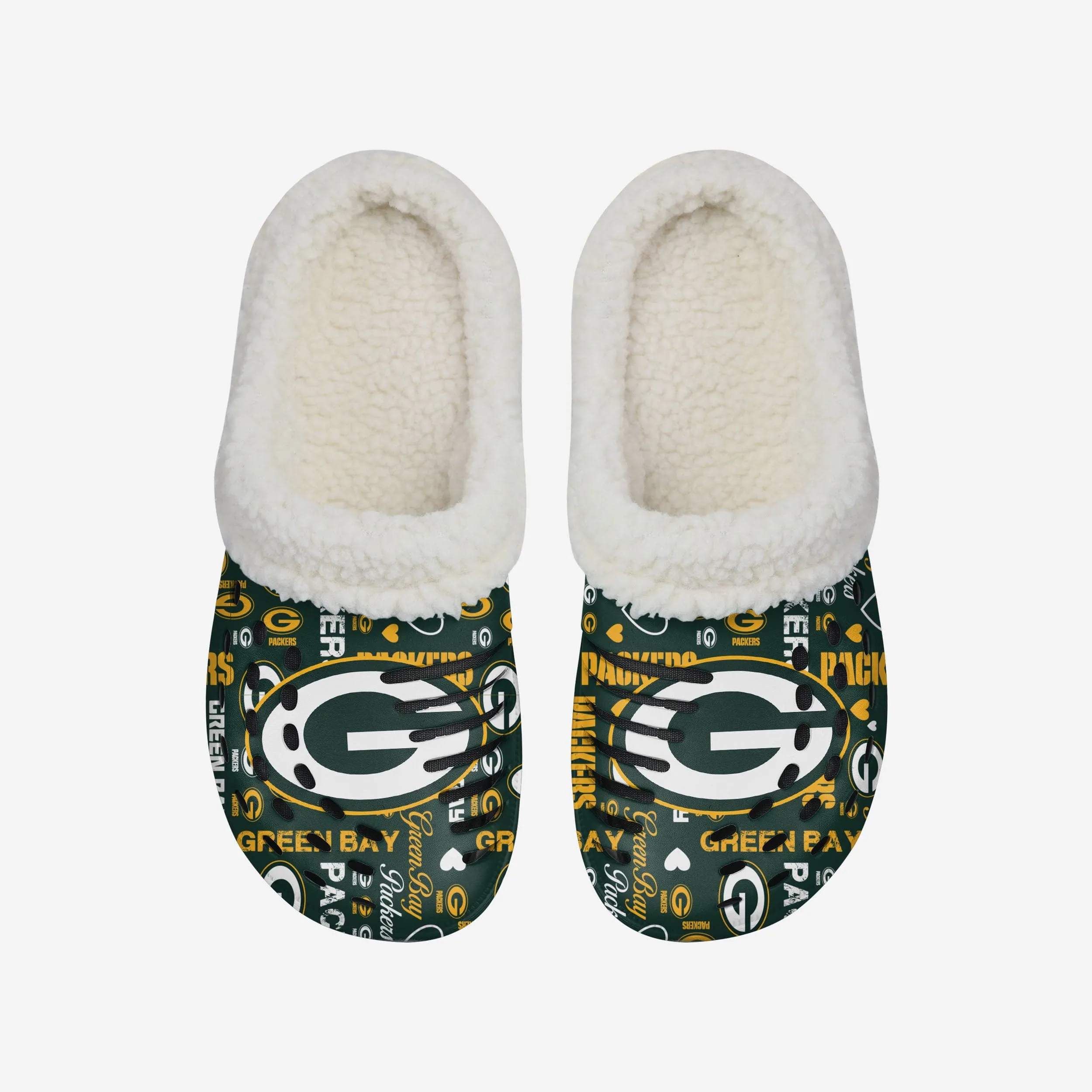 Green Bay Packers Womens Sherpa Lined Logo Love Clog