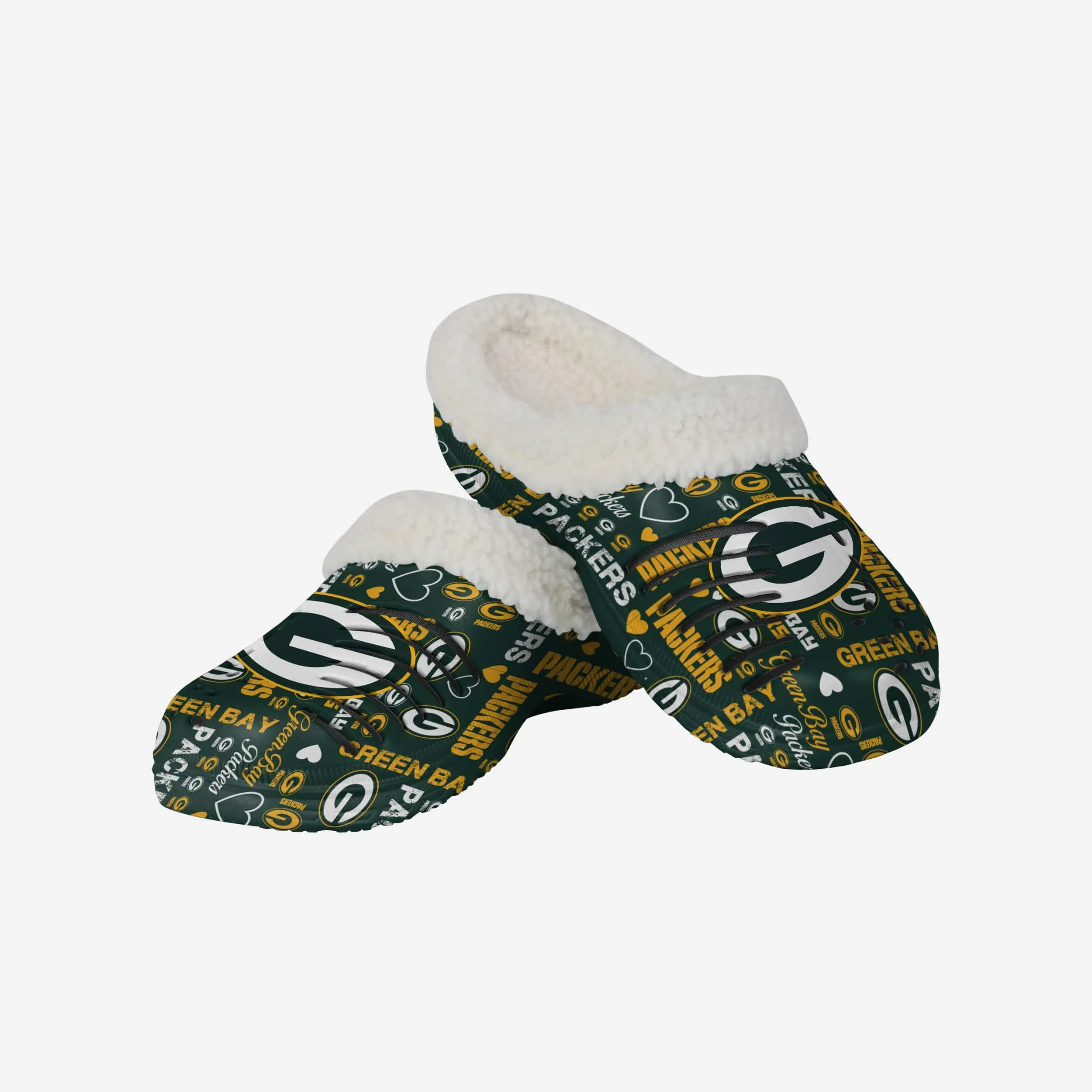Green Bay Packers Womens Sherpa Lined Logo Love Clog