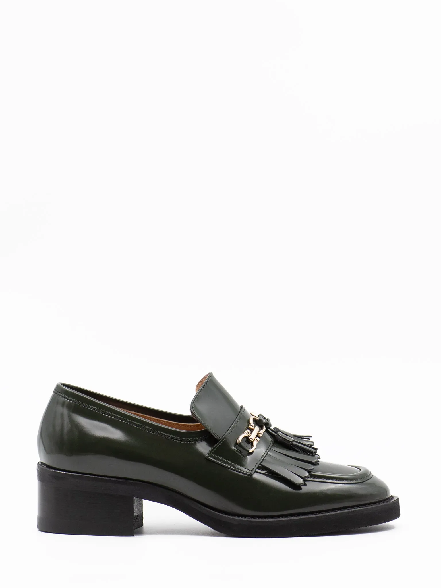Heeled tassel loafers in green