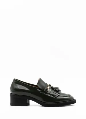 Heeled tassel loafers in green