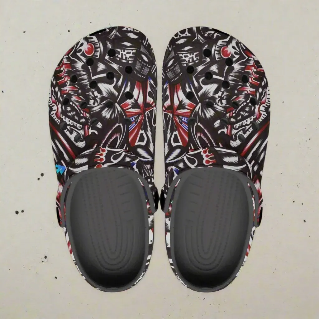 Jess Lewis Pen Art Abstract Music Rok-Clogs