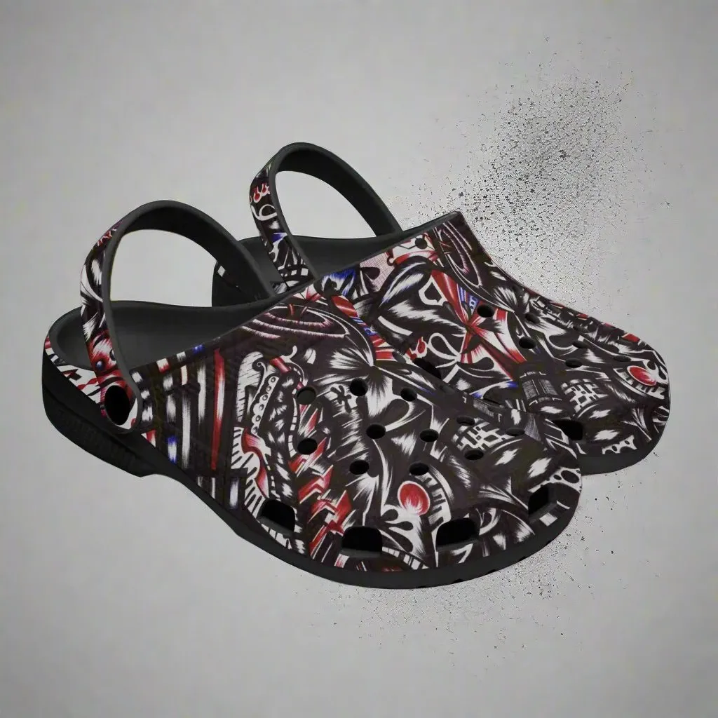 Jess Lewis Pen Art Abstract Music Rok-Clogs