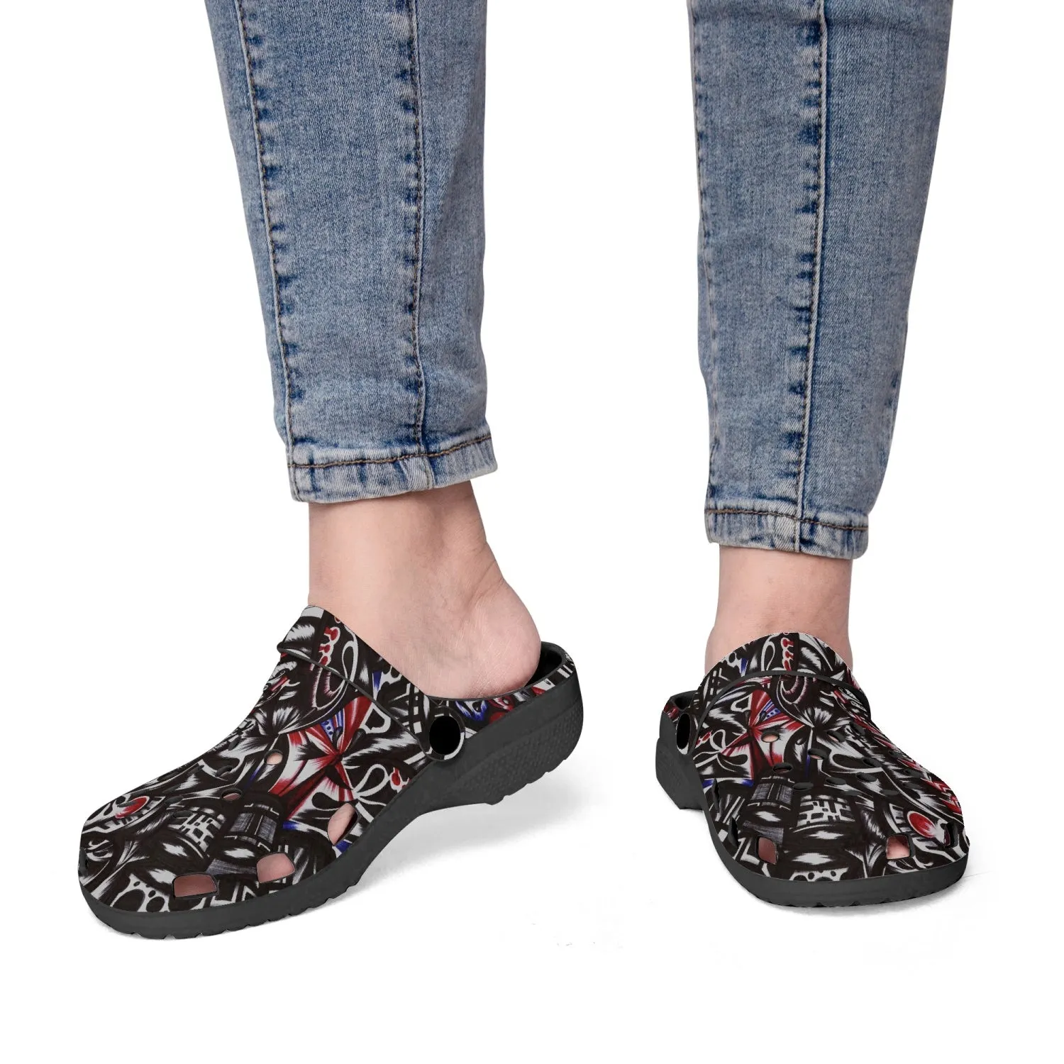 Jess Lewis Pen Art Abstract Music Rok-Clogs