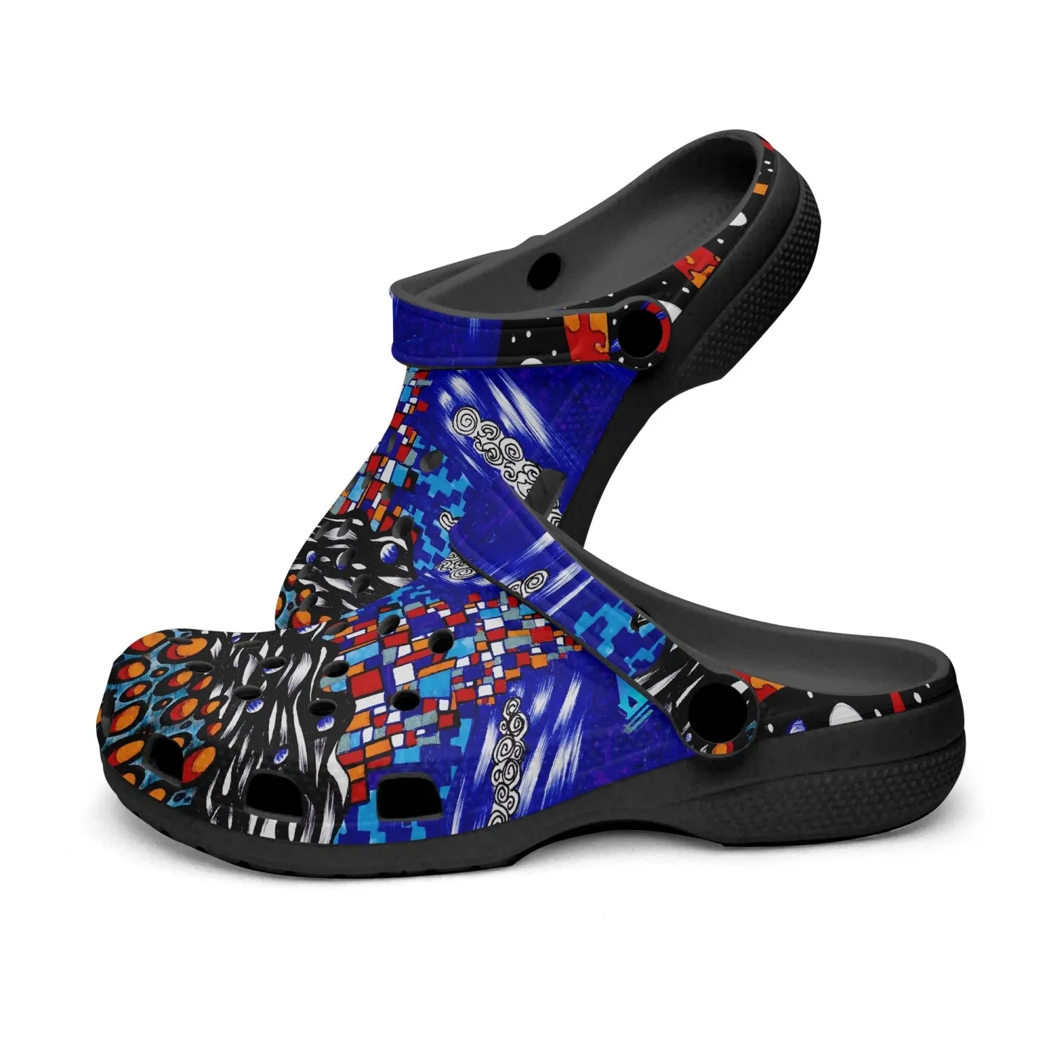 Jess Lewis Pen Art Printed Abstract Southsea Beach Rok-Clogs
