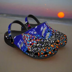 Jess Lewis Pen Art Printed Abstract Southsea Beach Rok-Clogs