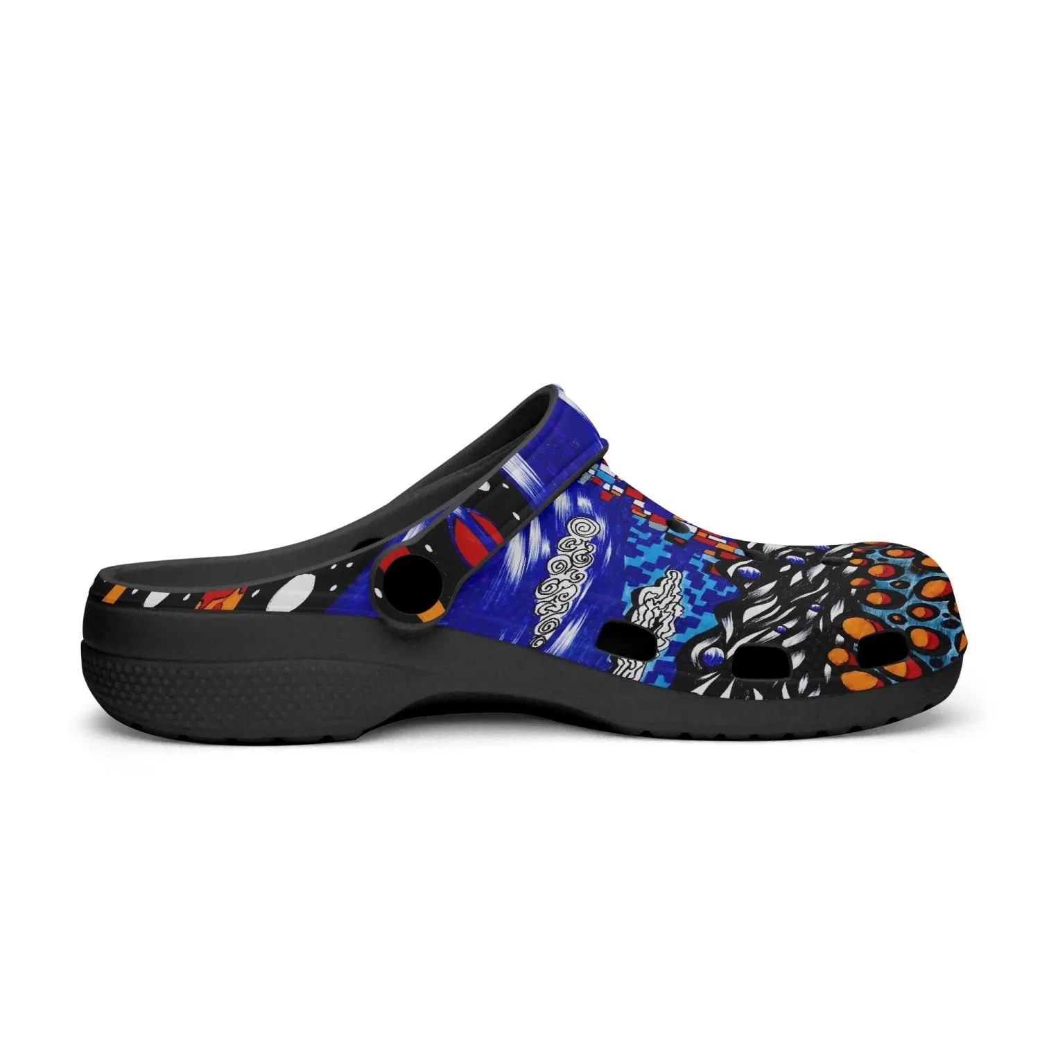 Jess Lewis Pen Art Printed Abstract Southsea Beach Rok-Clogs