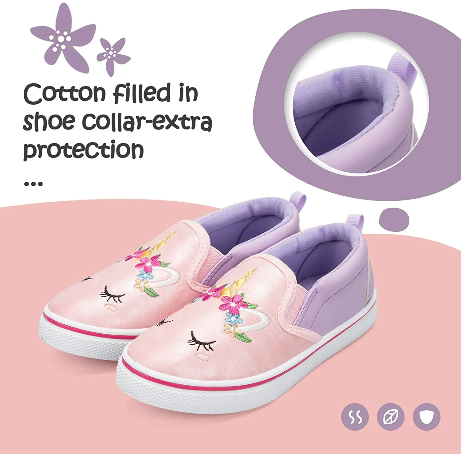K KomForme Toddler Girls & Boys Slip On Canvas Sneakers Loafers Moccasins Kids Tennis Shoes
