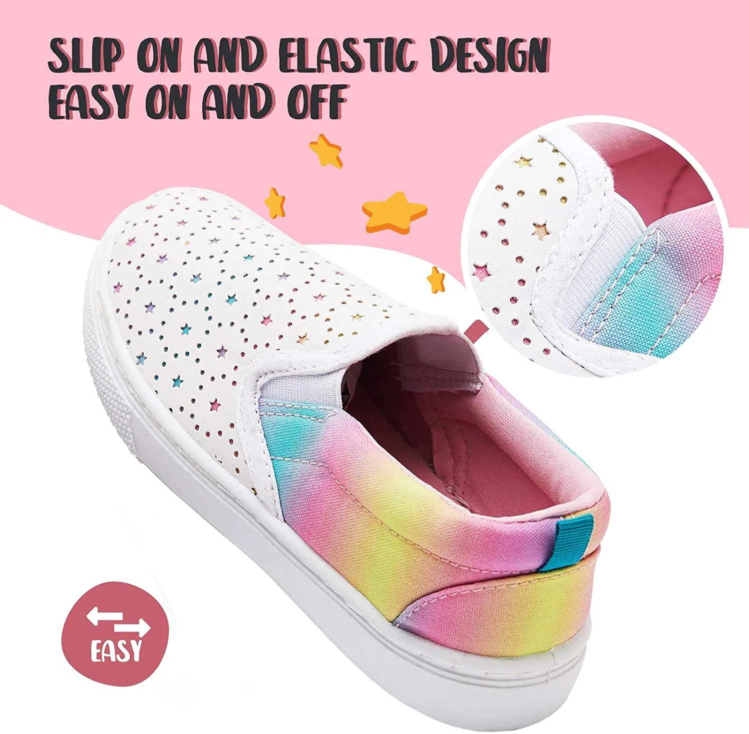 K KomForme Toddler Girls & Boys Slip On Canvas Sneakers Loafers Moccasins Kids Tennis Shoes