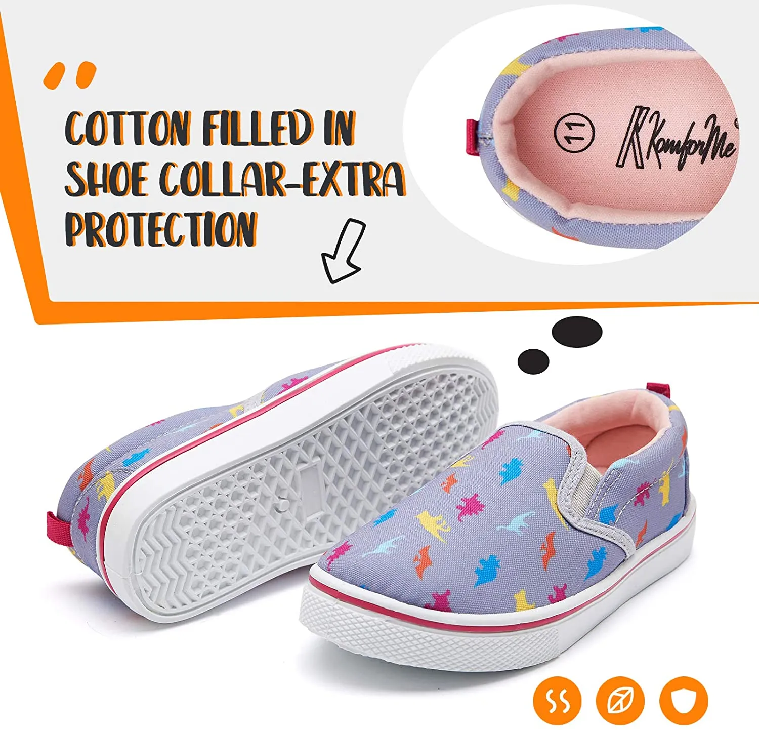 K KomForme Toddler Girls & Boys Slip On Canvas Sneakers Loafers Moccasins Kids Tennis Shoes