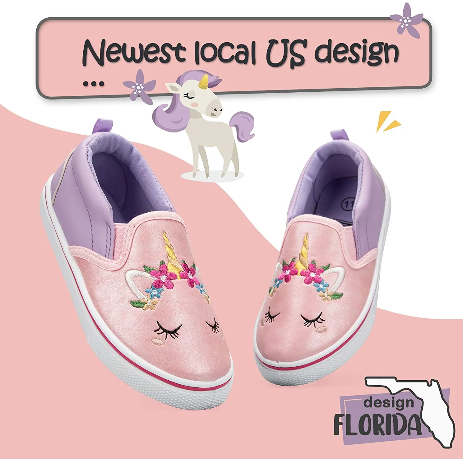 K KomForme Toddler Girls & Boys Slip On Canvas Sneakers Loafers Moccasins Kids Tennis Shoes