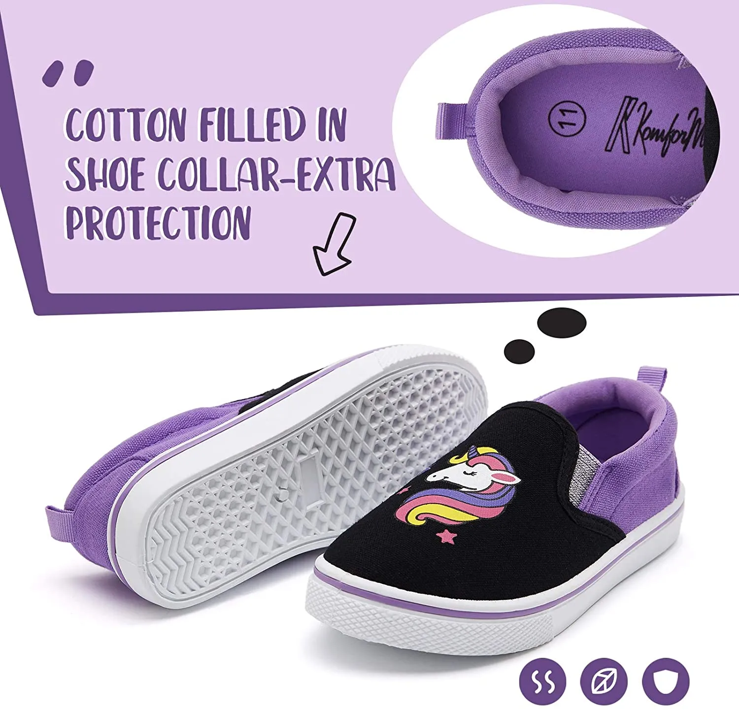 K KomForme Toddler Girls & Boys Slip On Canvas Sneakers Loafers Moccasins Kids Tennis Shoes