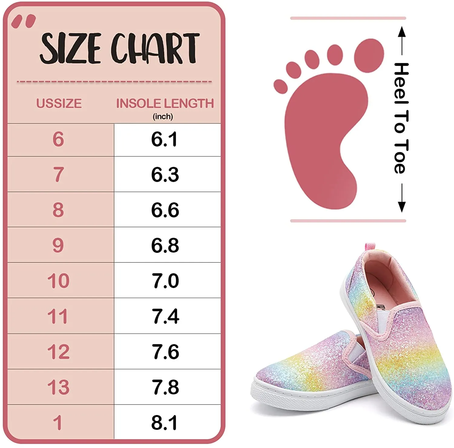 K KomForme Toddler Girls & Boys Slip On Canvas Sneakers Loafers Moccasins Kids Tennis Shoes