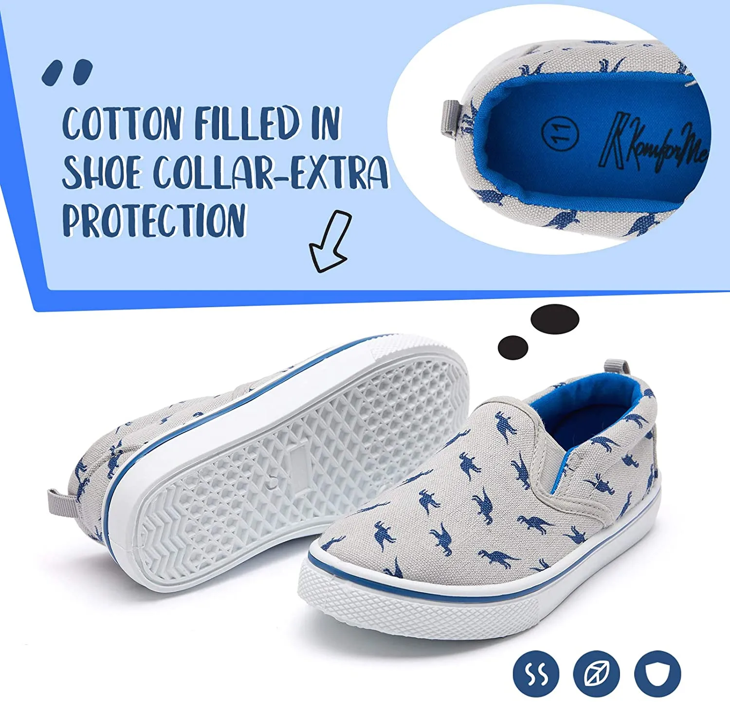 K KomForme Toddler Girls & Boys Slip On Canvas Sneakers Loafers Moccasins Kids Tennis Shoes