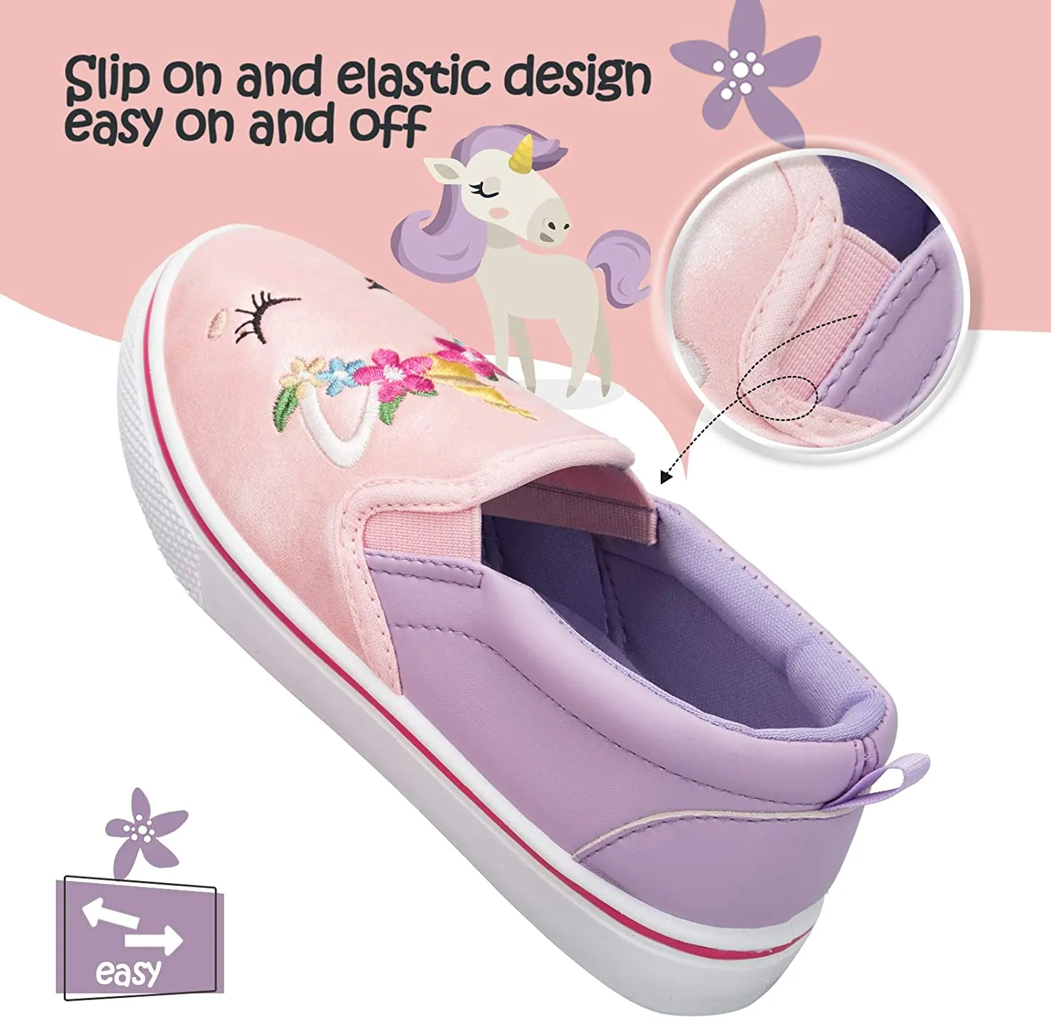 K KomForme Toddler Girls & Boys Slip On Canvas Sneakers Loafers Moccasins Kids Tennis Shoes