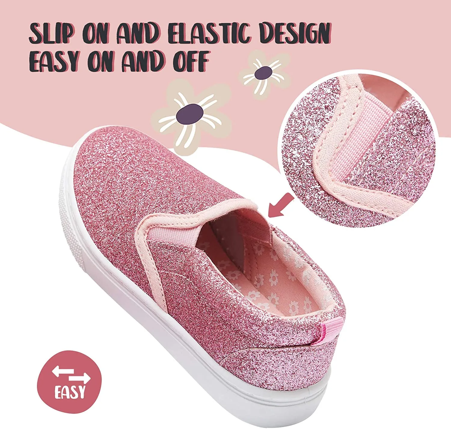 K KomForme Toddler Girls & Boys Slip On Canvas Sneakers Loafers Moccasins Kids Tennis Shoes