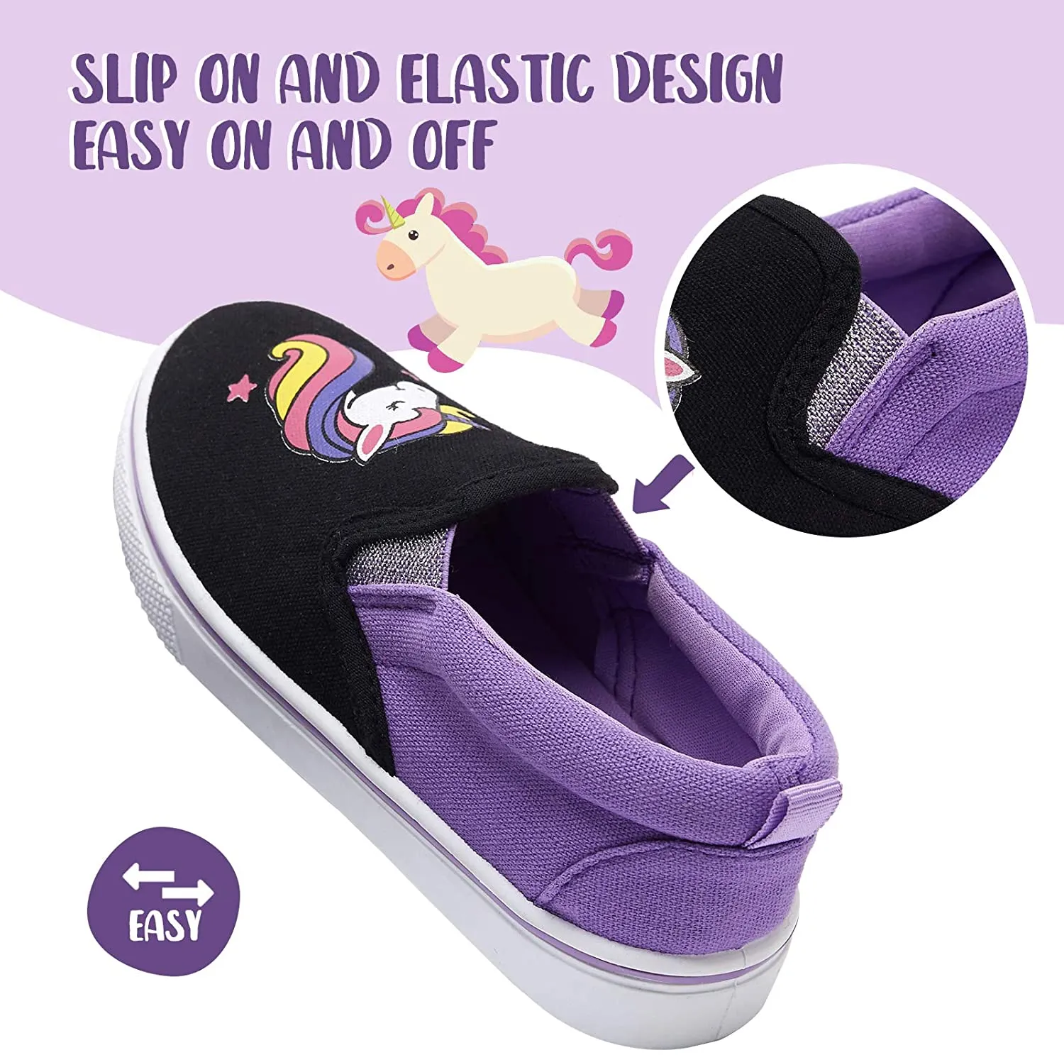 K KomForme Toddler Girls & Boys Slip On Canvas Sneakers Loafers Moccasins Kids Tennis Shoes