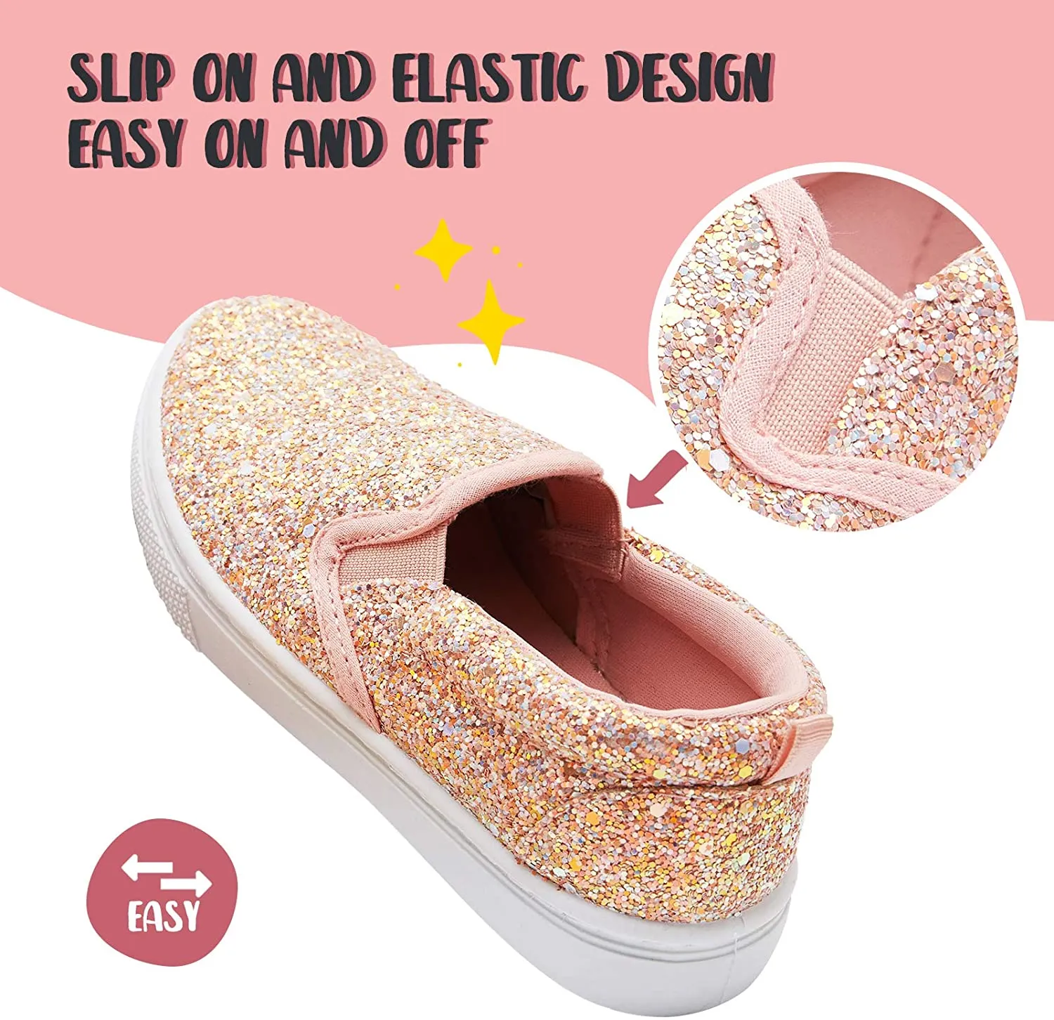 K KomForme Toddler Girls & Boys Slip On Canvas Sneakers Loafers Moccasins Kids Tennis Shoes