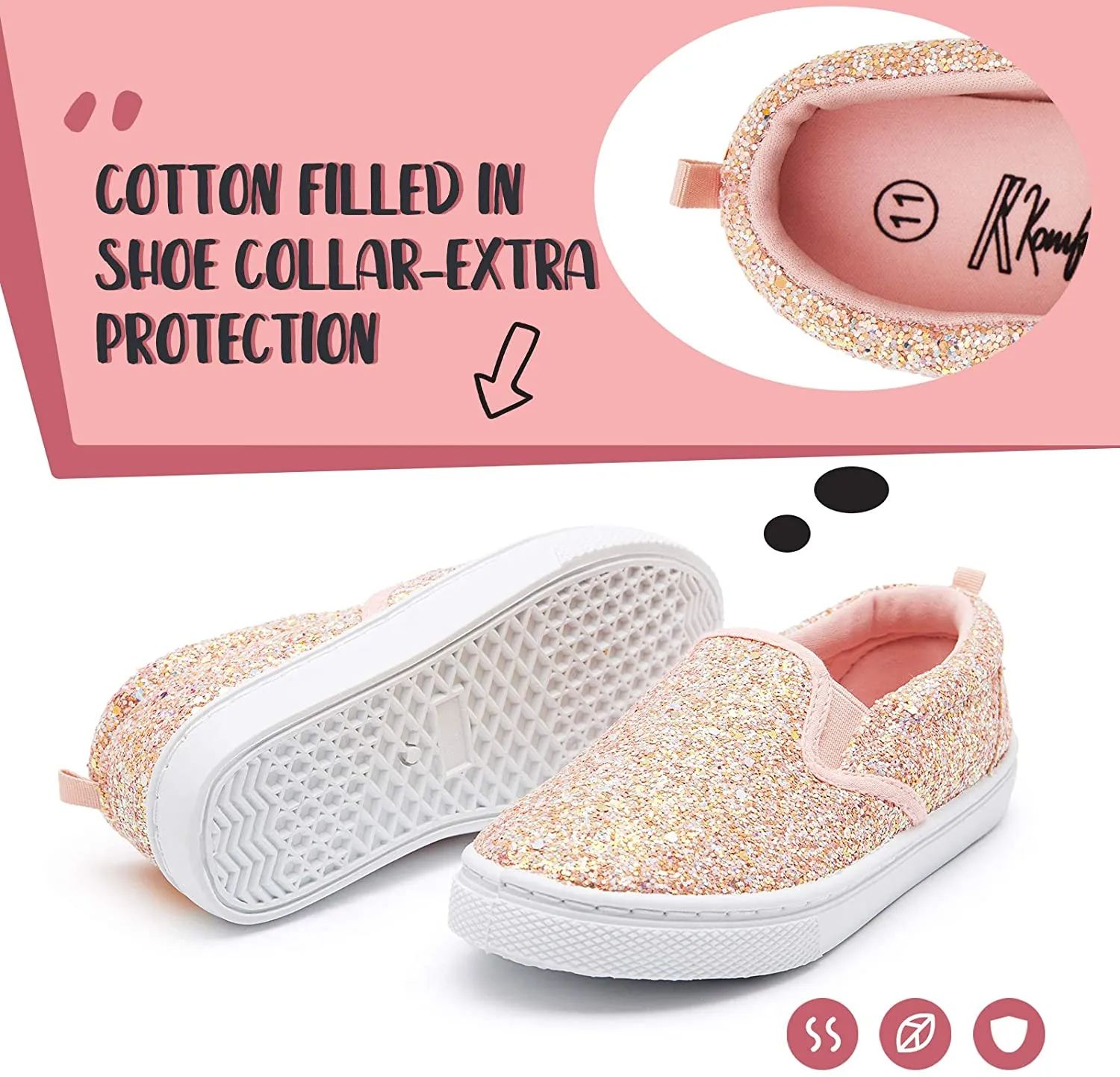 K KomForme Toddler Girls & Boys Slip On Canvas Sneakers Loafers Moccasins Kids Tennis Shoes