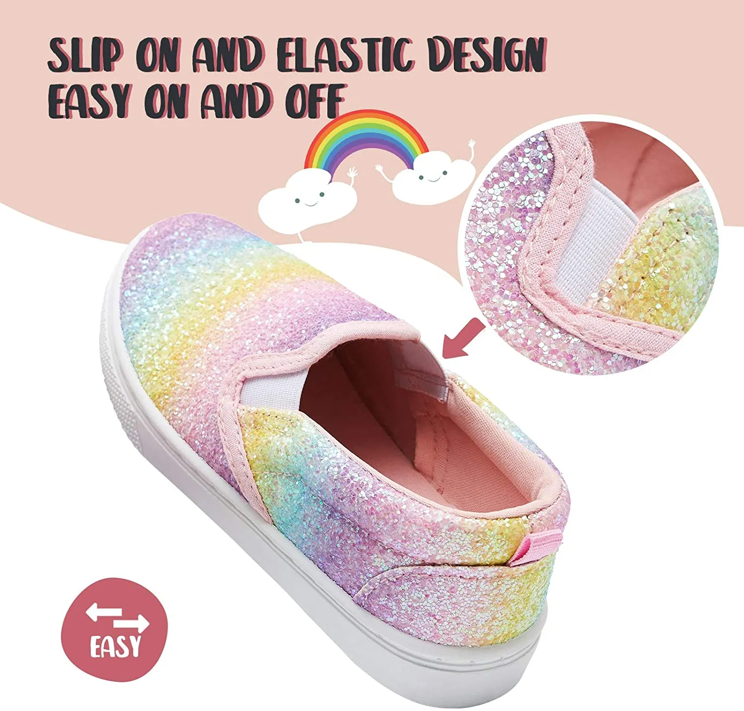 K KomForme Toddler Girls & Boys Slip On Canvas Sneakers Loafers Moccasins Kids Tennis Shoes