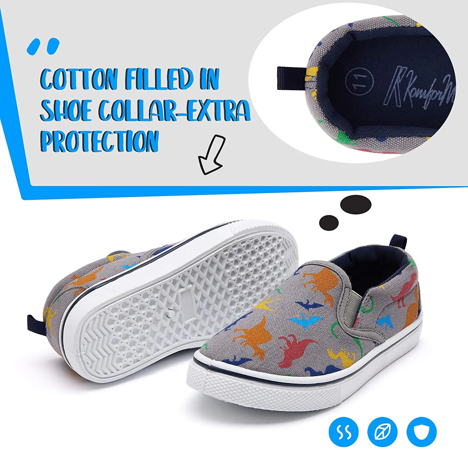 K KomForme Toddler Girls & Boys Slip On Canvas Sneakers Loafers Moccasins Kids Tennis Shoes