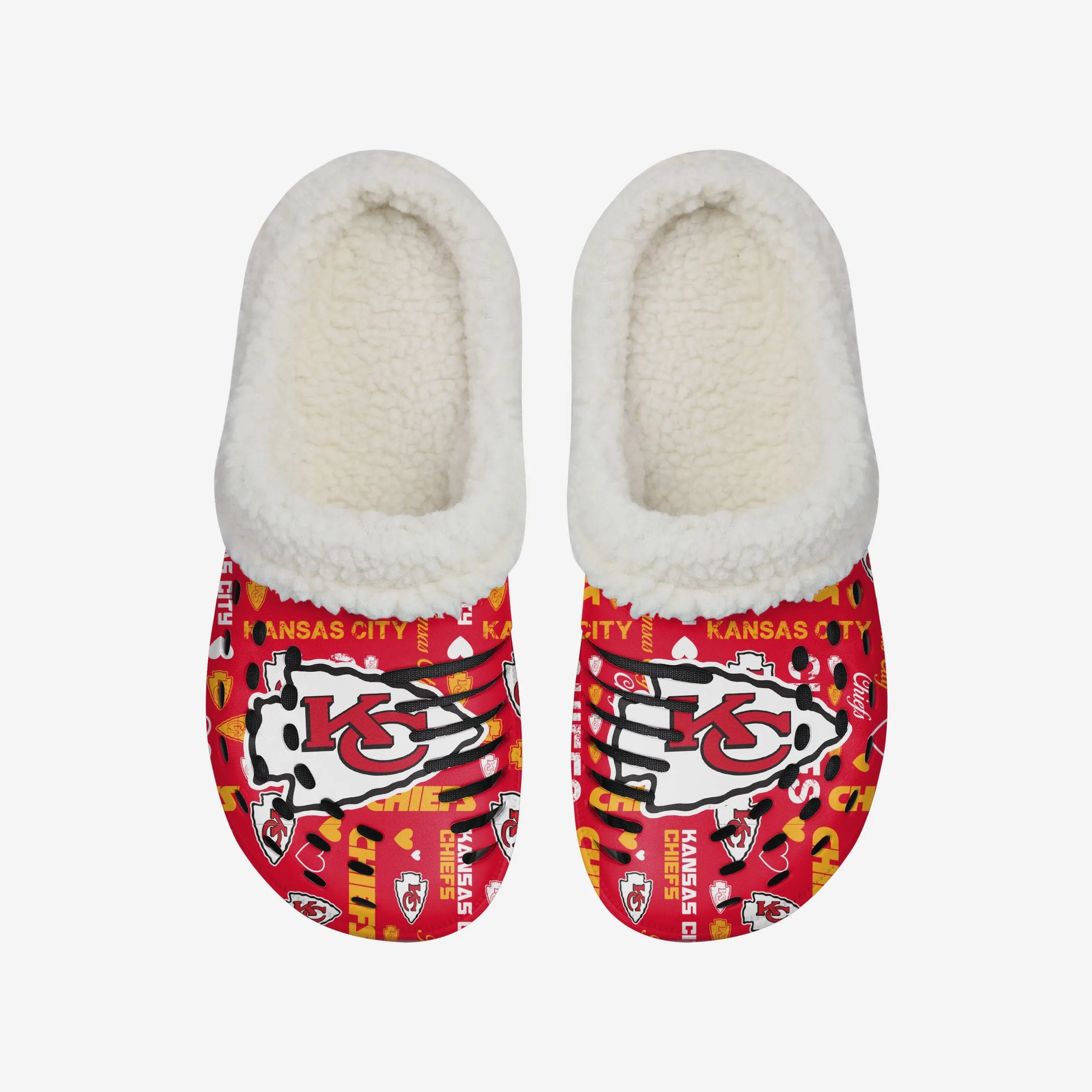 Kansas City Chiefs Womens Sherpa Lined Logo Love Clog