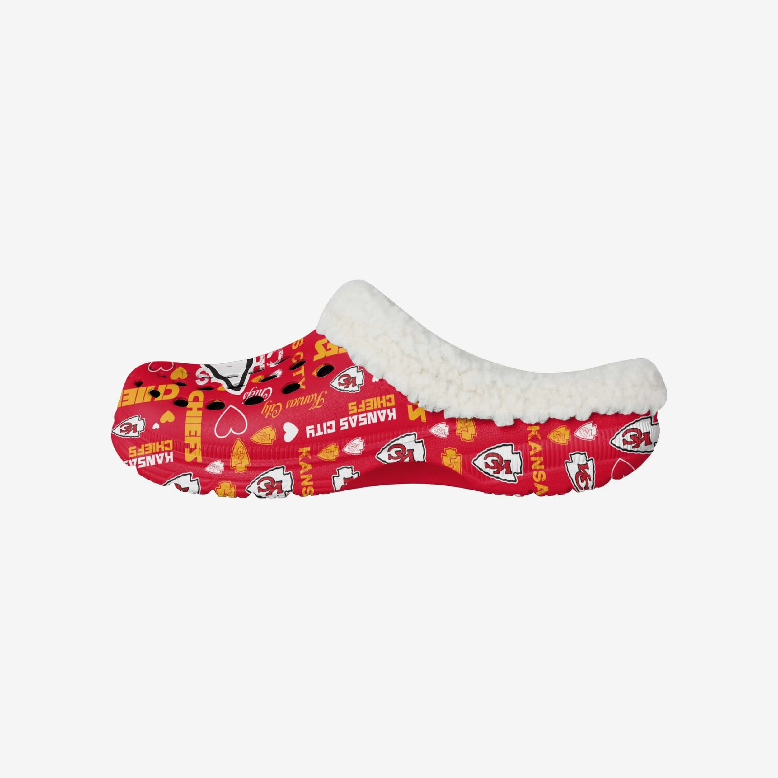 Kansas City Chiefs Womens Sherpa Lined Logo Love Clog