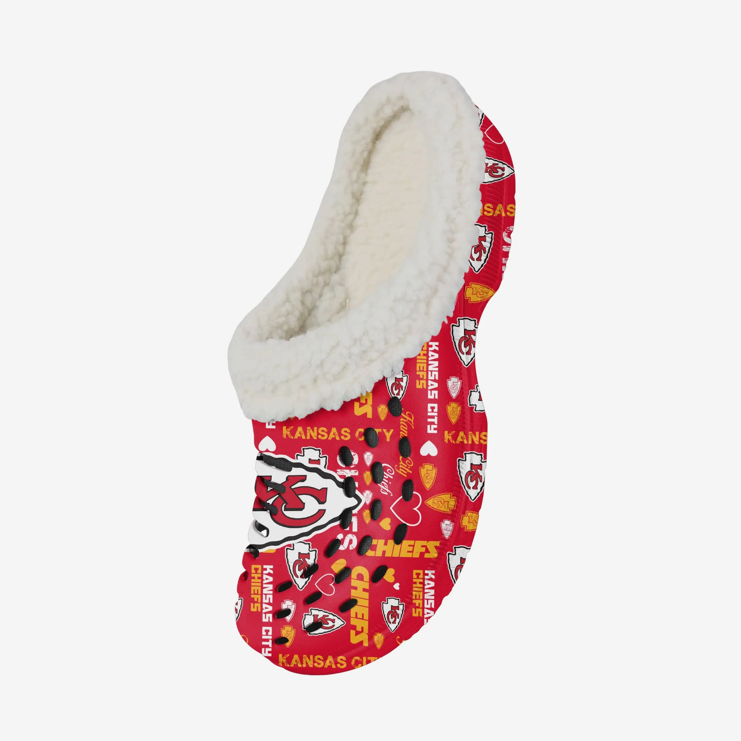 Kansas City Chiefs Womens Sherpa Lined Logo Love Clog
