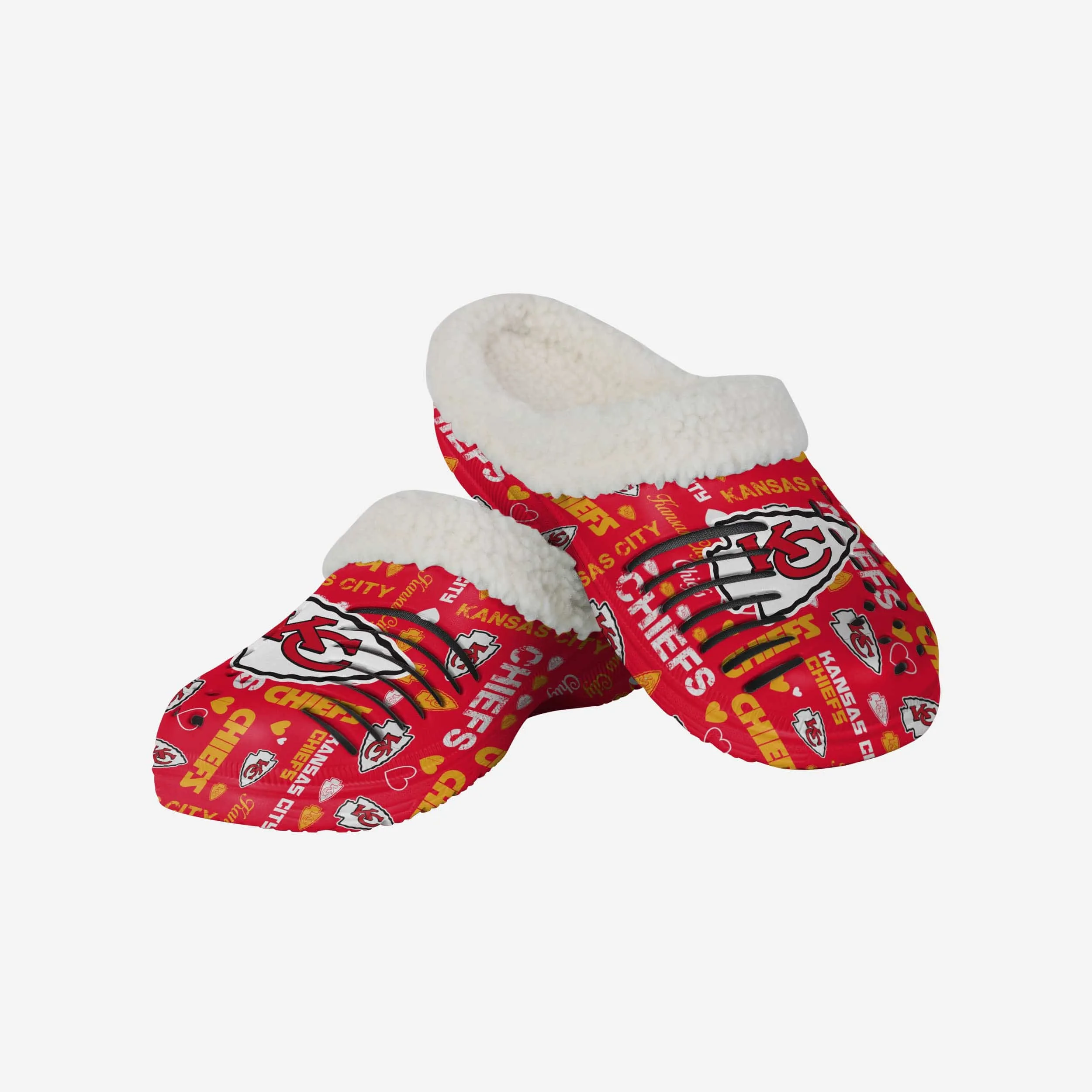 Kansas City Chiefs Womens Sherpa Lined Logo Love Clog