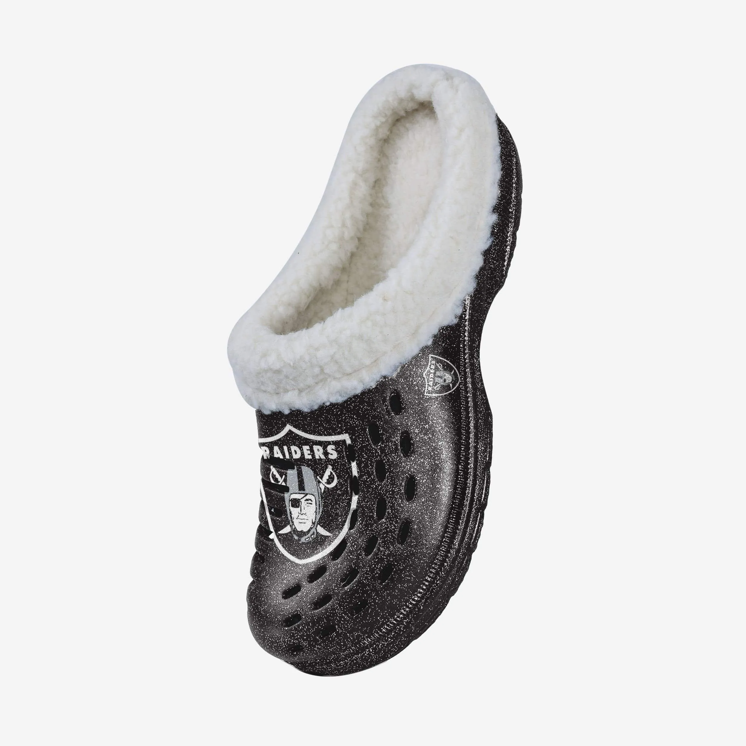 Las Vegas Raiders Womens Sherpa Lined Glitter Clog