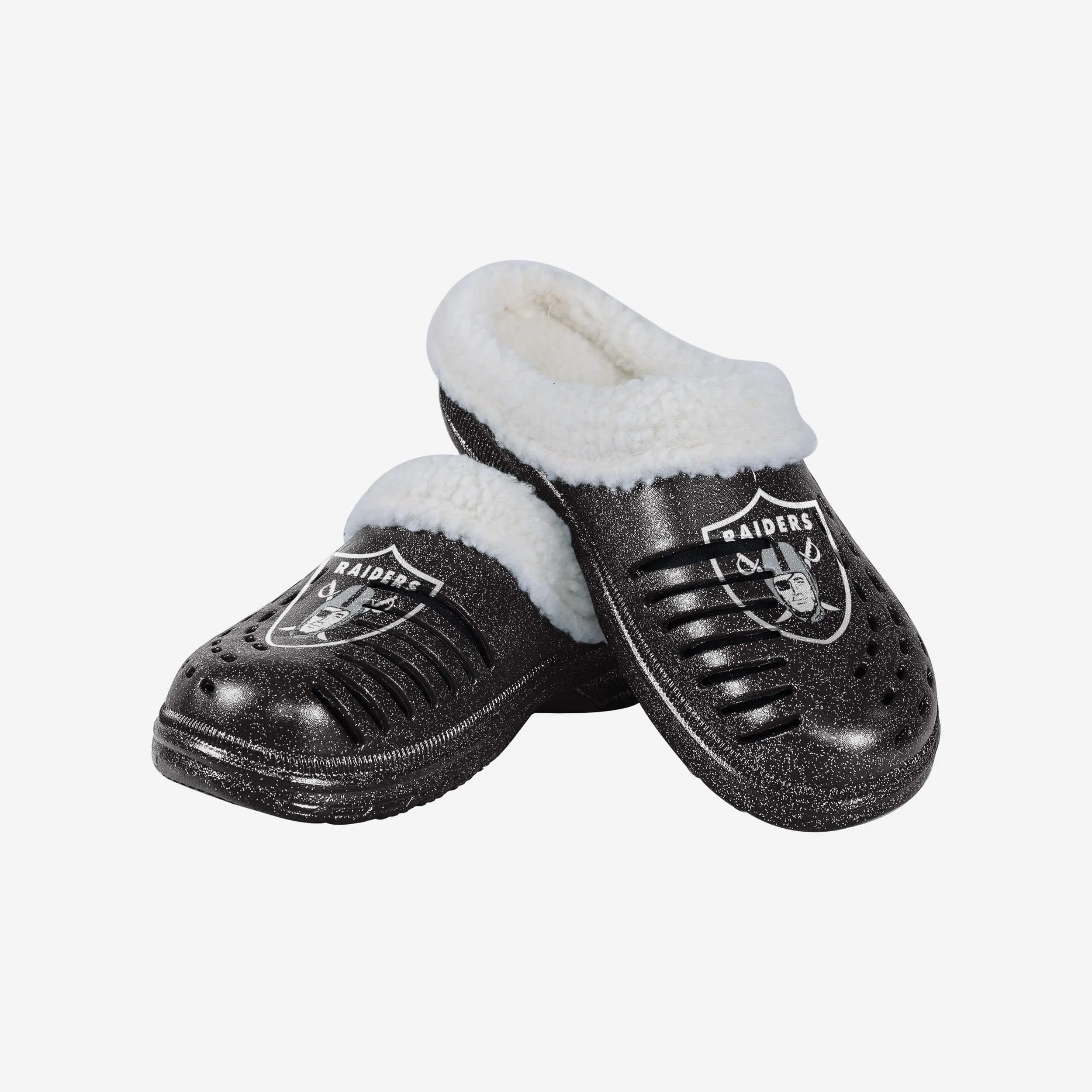 Las Vegas Raiders Womens Sherpa Lined Glitter Clog