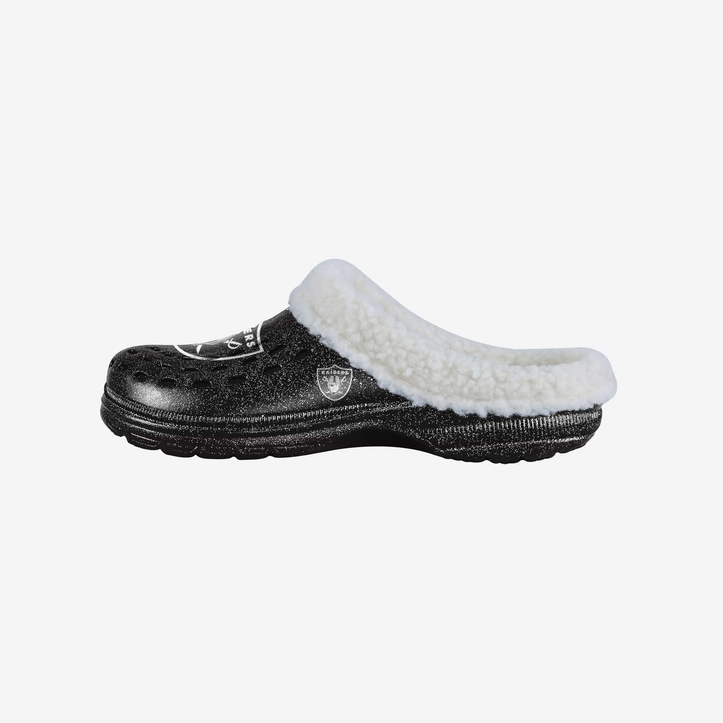 Las Vegas Raiders Womens Sherpa Lined Glitter Clog