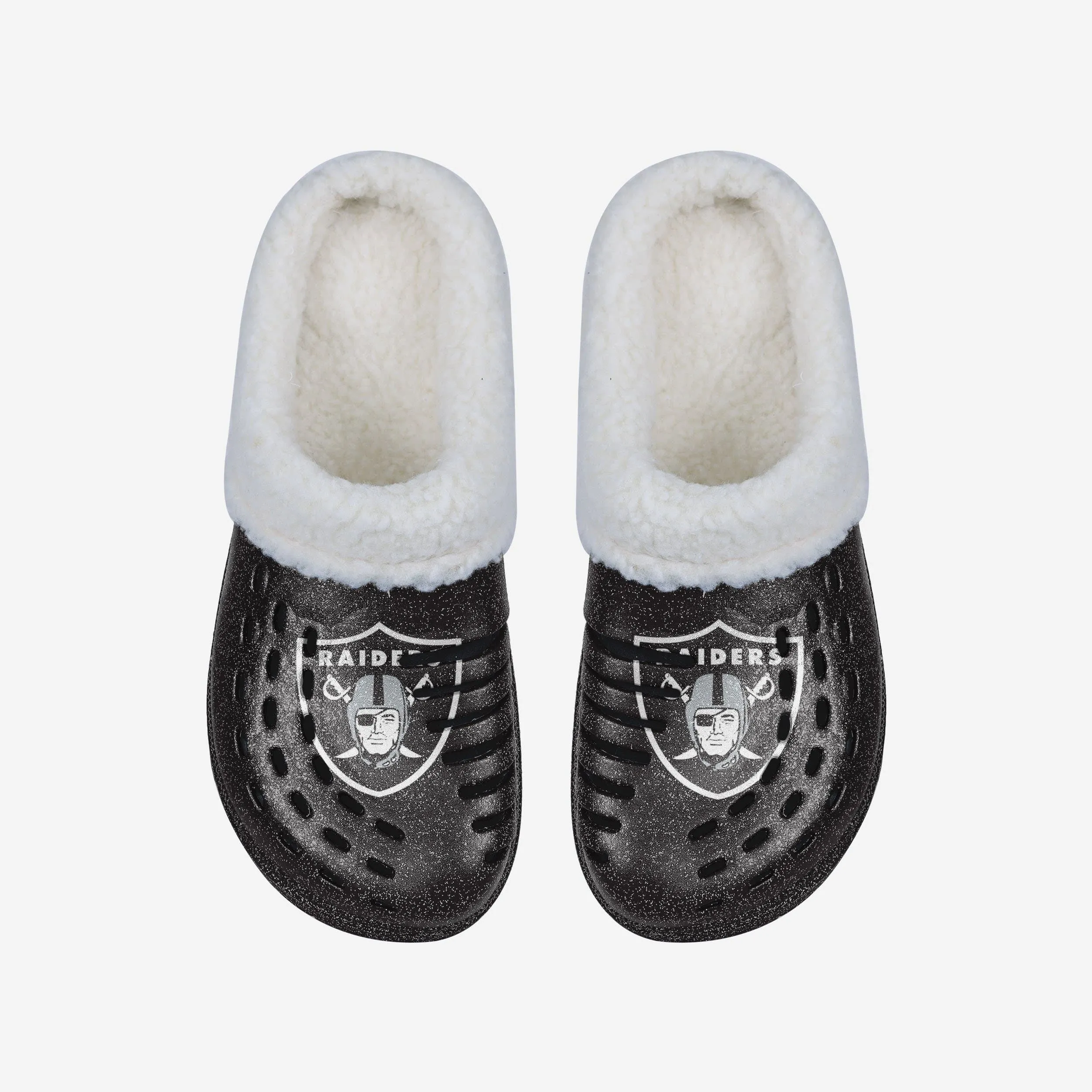Las Vegas Raiders Womens Sherpa Lined Glitter Clog