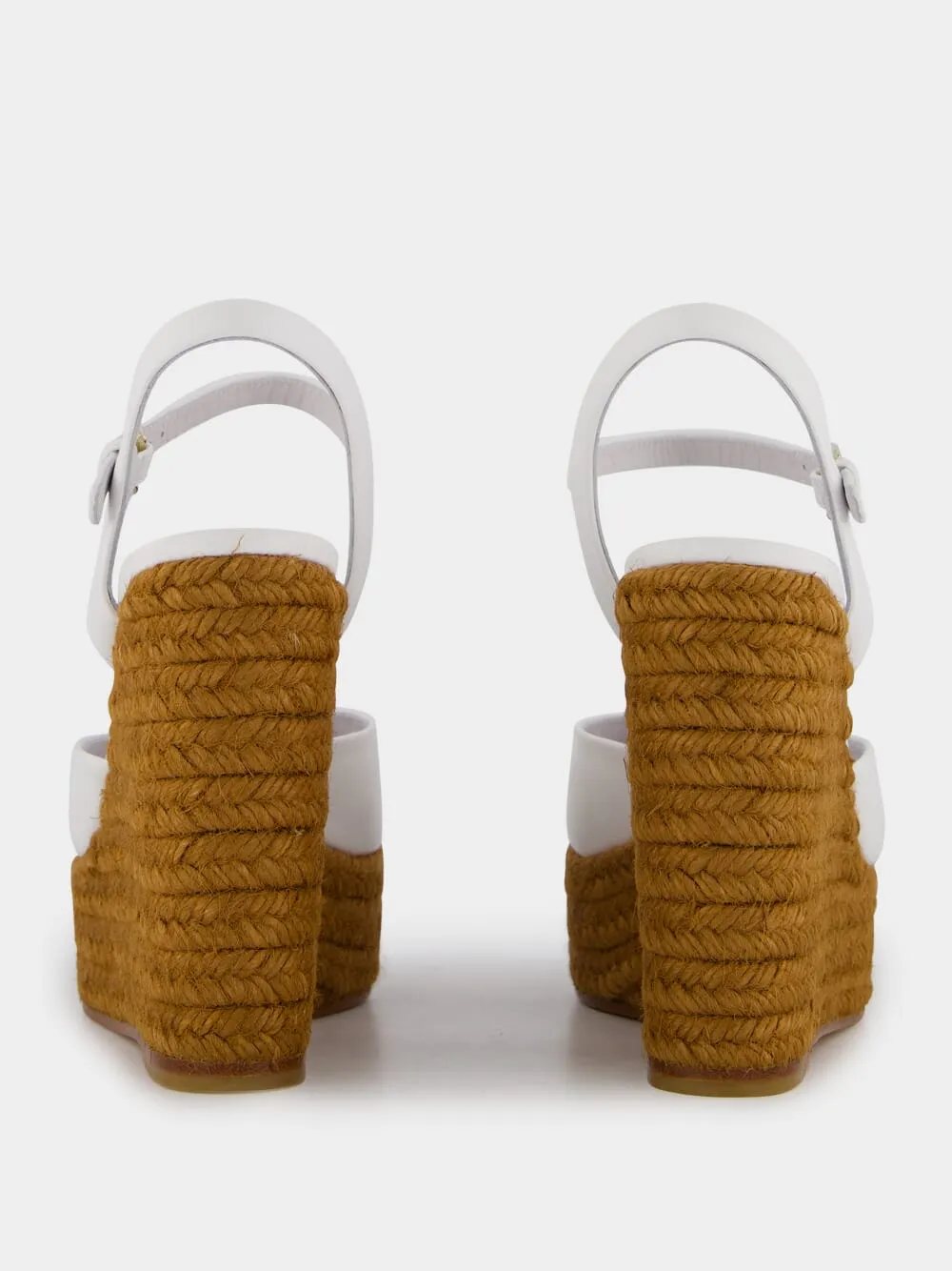 Logo White Espadrilles Wedges