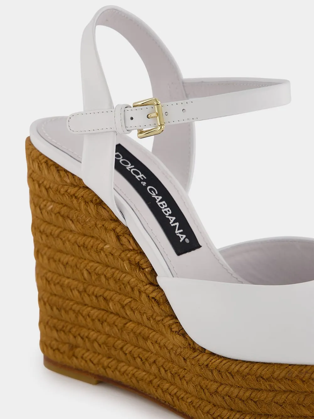 Logo White Espadrilles Wedges