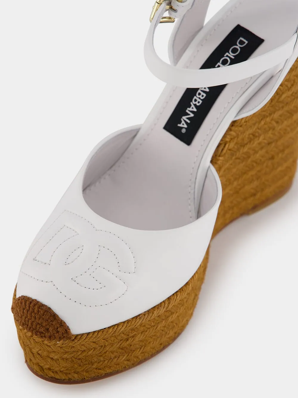 Logo White Espadrilles Wedges