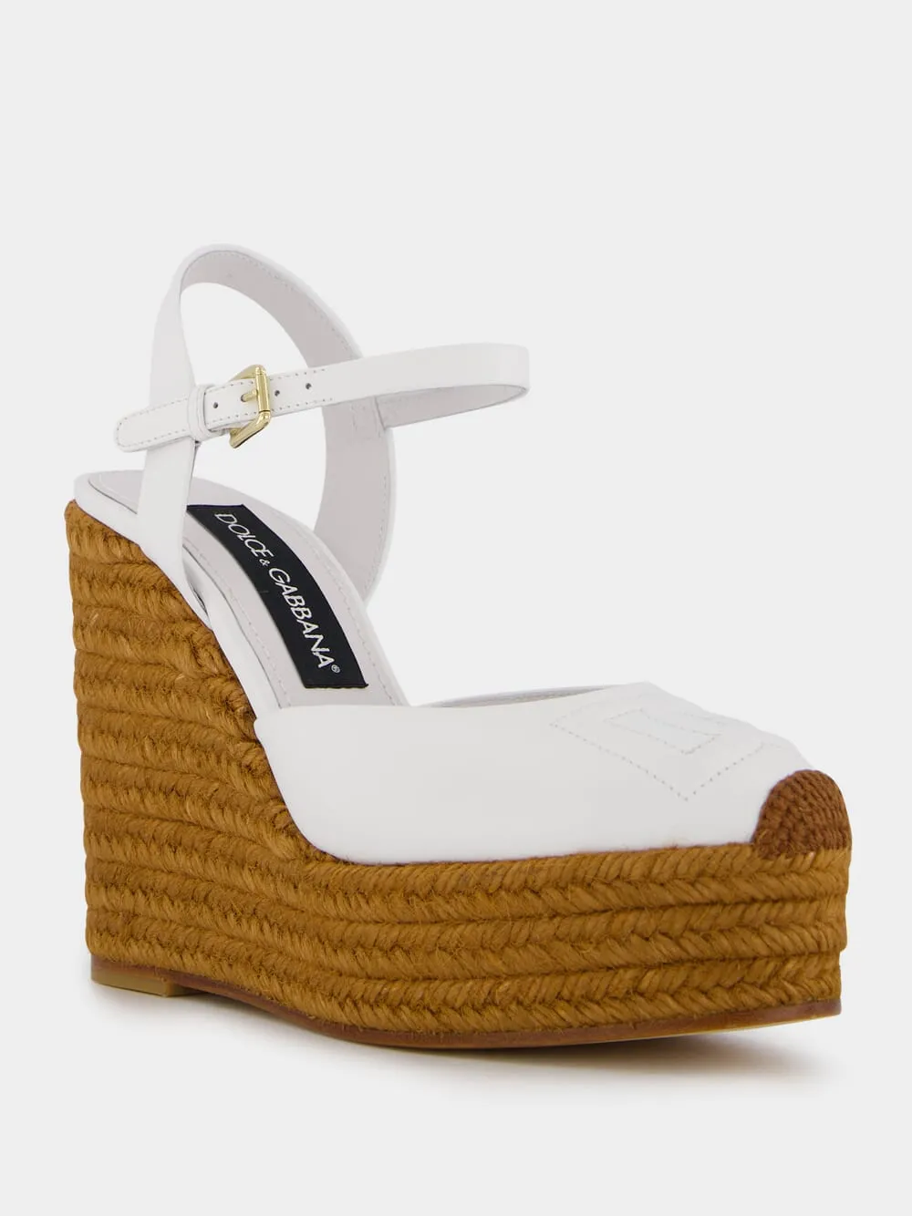 Logo White Espadrilles Wedges