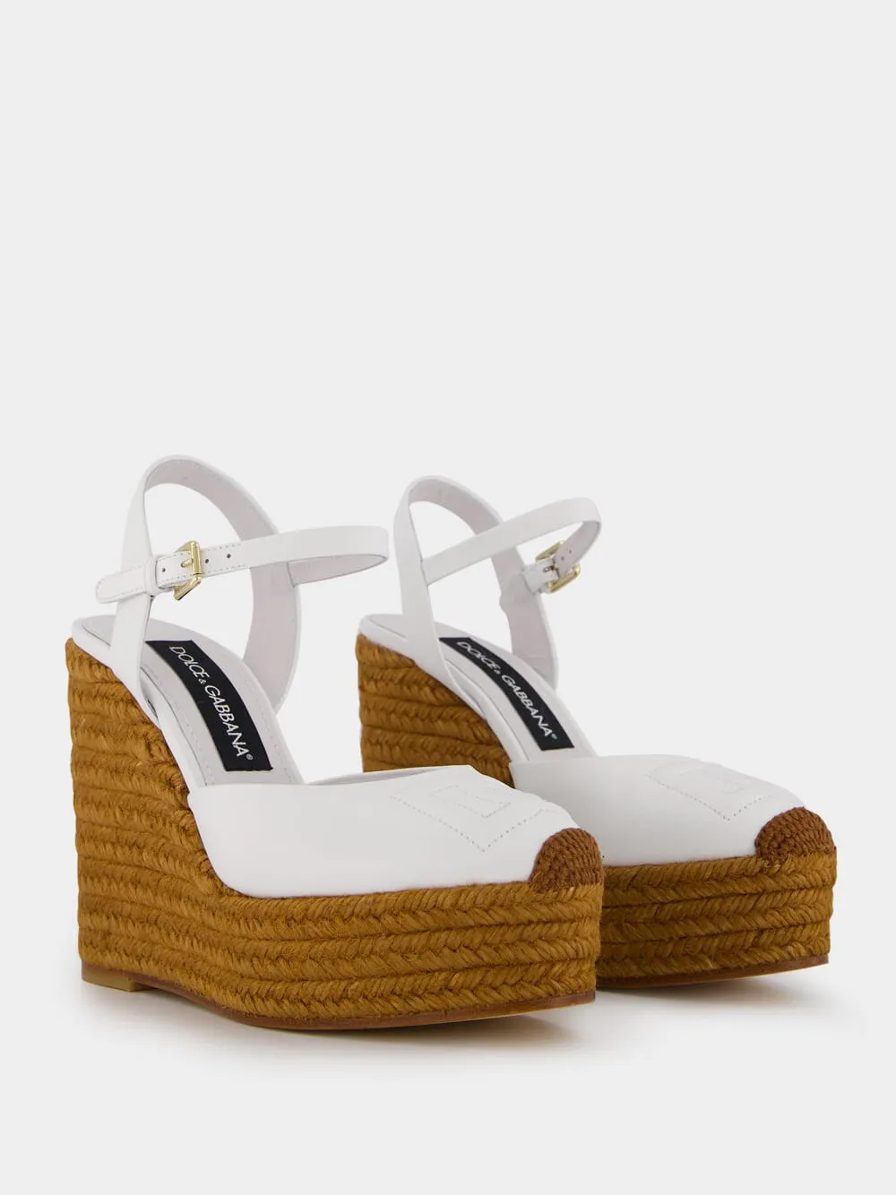 Logo White Espadrilles Wedges